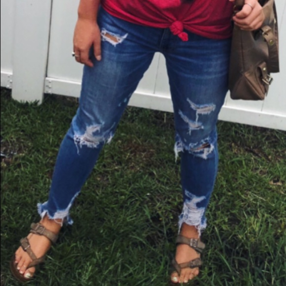 Distressed hi rise AE Jeggings